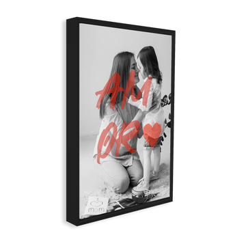 1329 - Quadro Dia das Mães Amor - 1 foto personalizada - Preto e Branco