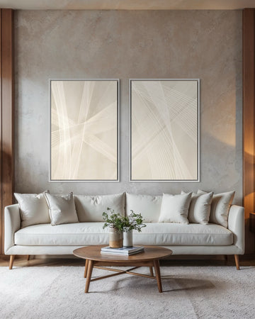2211 - Dupla de Quadros Bege Minimalista