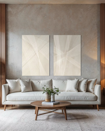 2211 - Dupla de Quadros Bege Minimalista