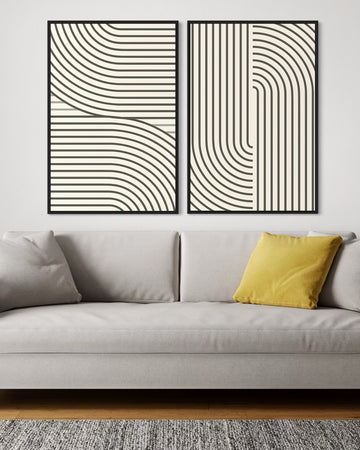 2229 - Dupla de Quadros Curvas Minimalistas