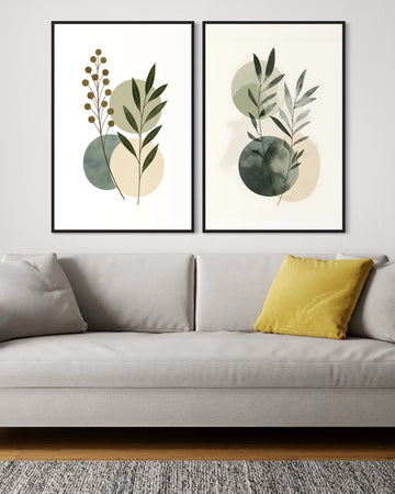 2245 - Dupla de Quadros Plantas e Formas Orgânicas