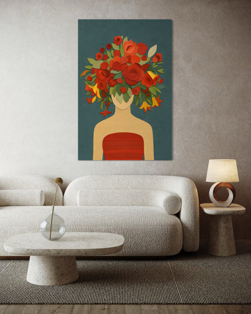 1531 - Quadro Mulher e Flores