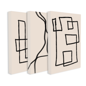 3013 - Trio de Quadro Entre Cinzas e Traços