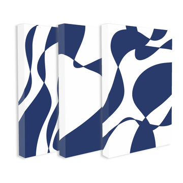 3029 - Trio de Quadros Entre Branco e Azul