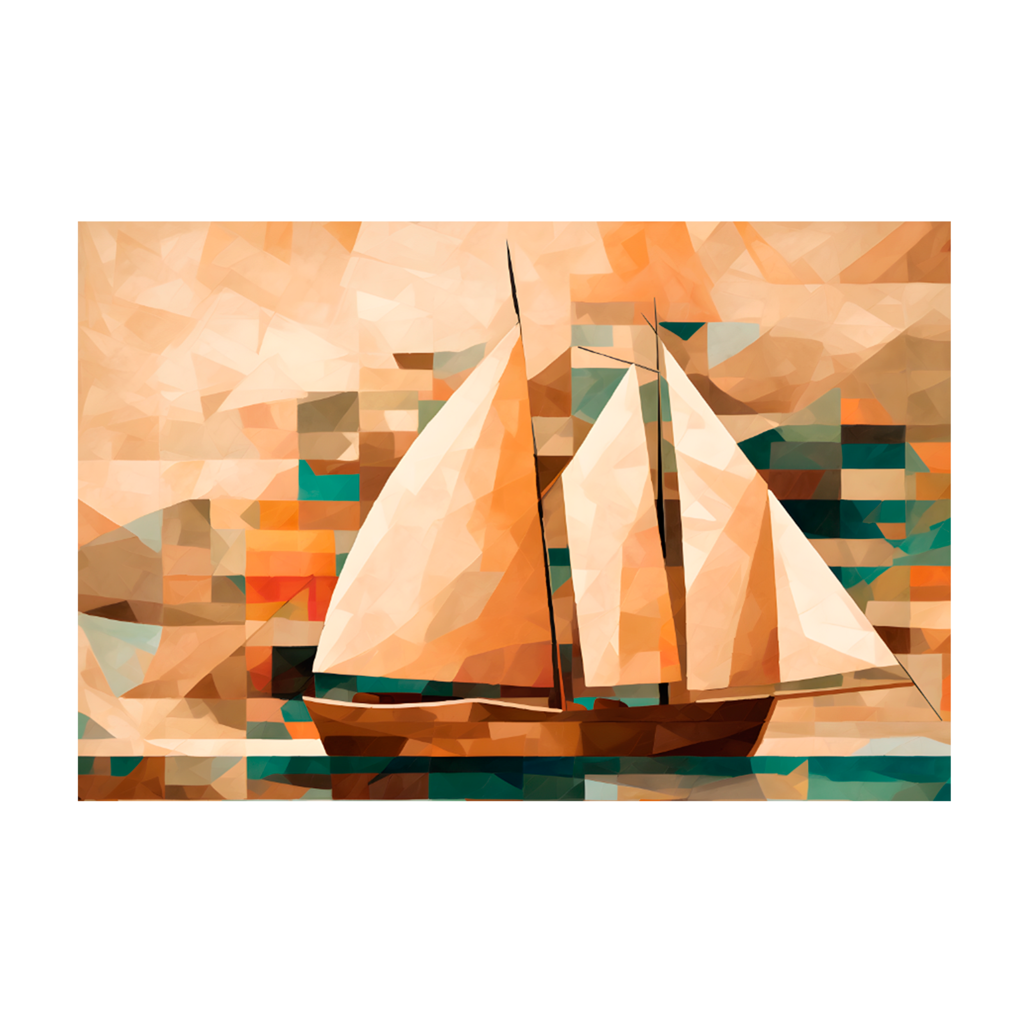 1097 - Quadro Barco Abstrato