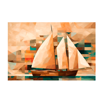 1097 - Quadro Barco Abstrato