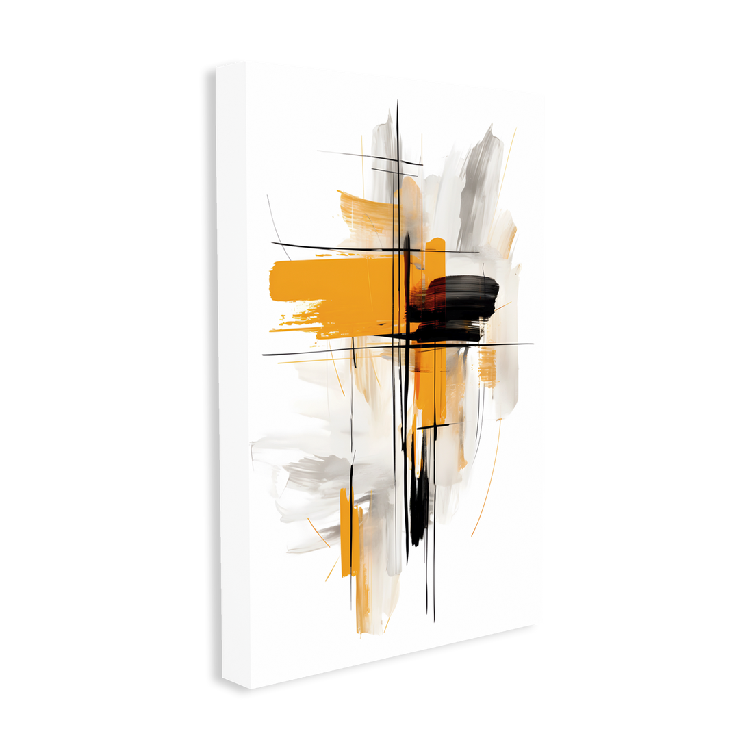 0011 - Quadro Pintura Moderna Amarela e Preta