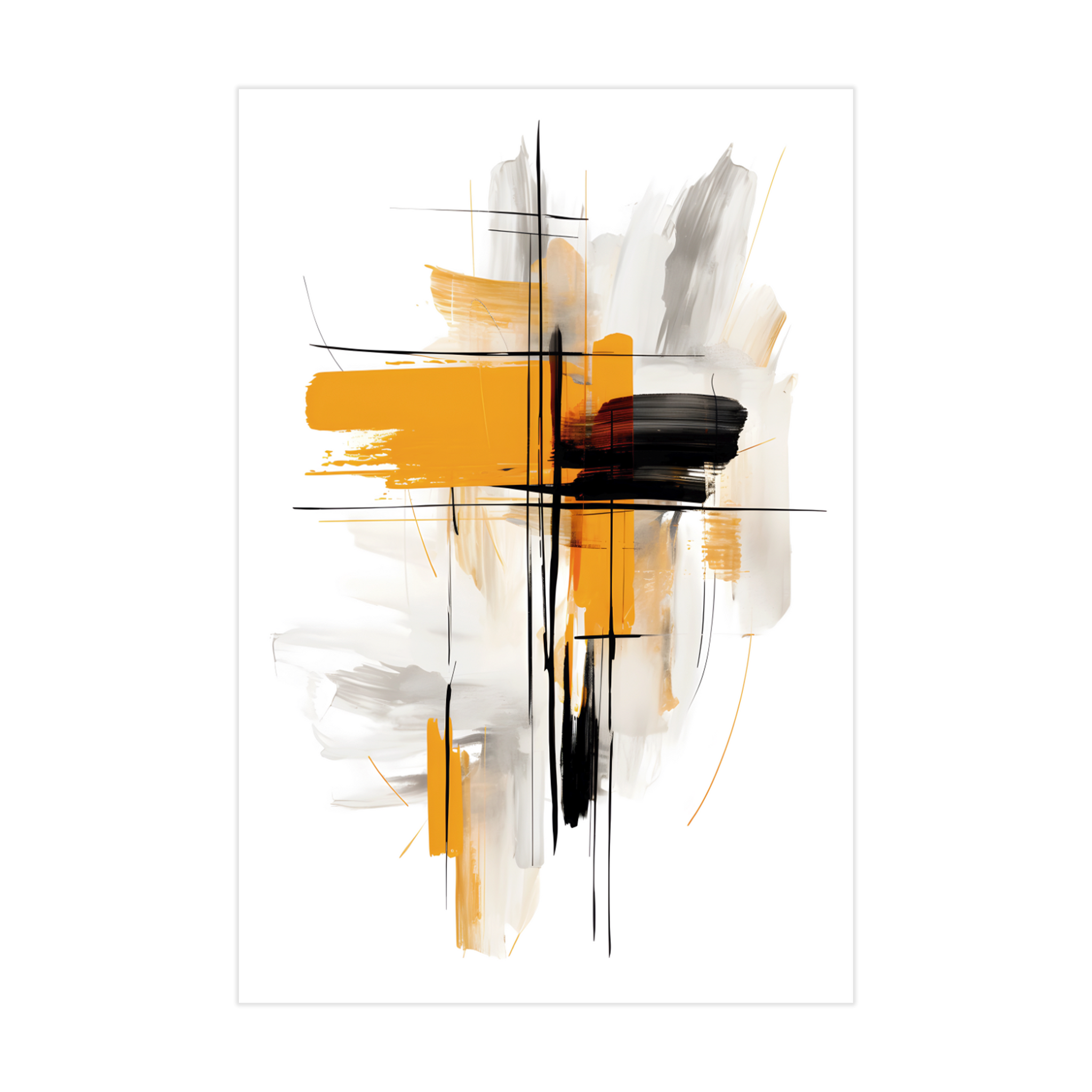 0011 - Quadro Pintura Moderna Amarela e Preta