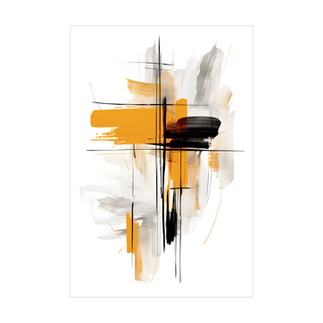0011 - Quadro Pintura Moderna Amarela e Preta