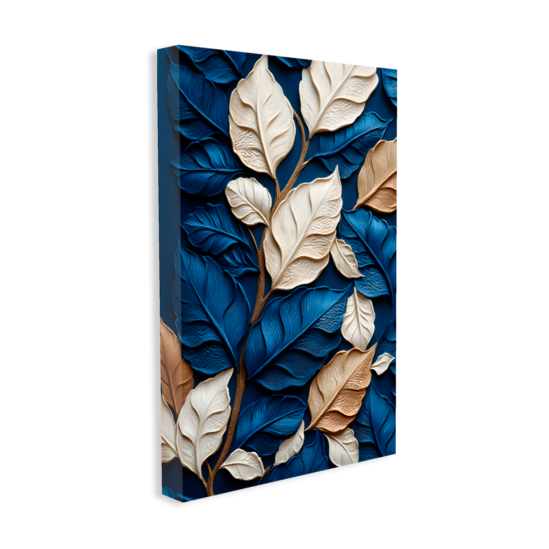 1167 - Quadro Folhas Azul e Branca