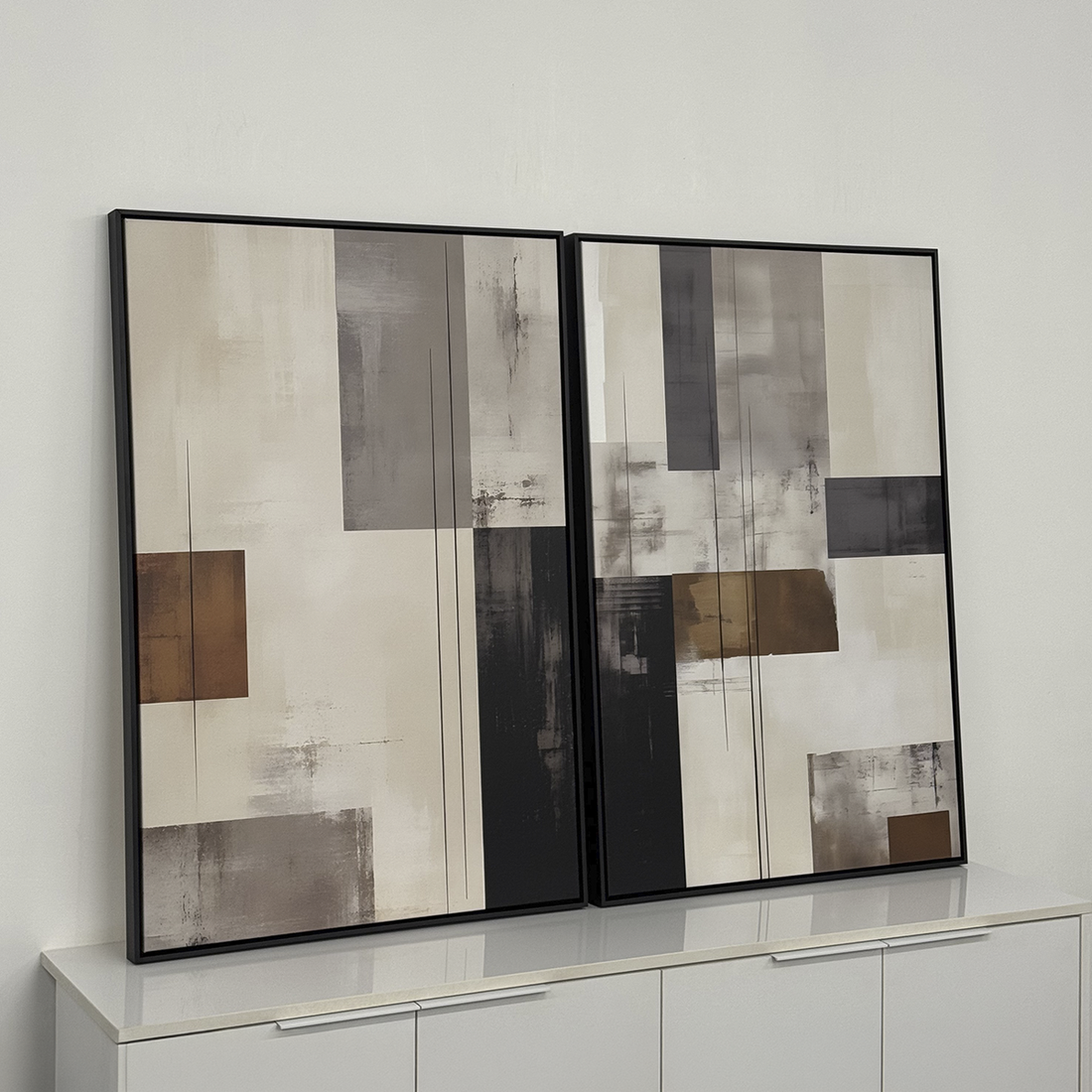2403 - Dupla de Quadros Abstratos Contemporâneos
