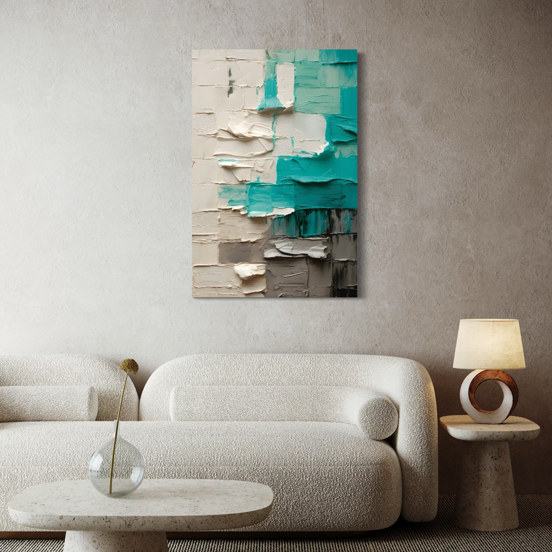 1647 - Quadro Abstrato Sensação 3D Turquesa