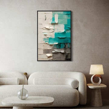 1647 - Quadro Abstrato Sensação 3D Turquesa