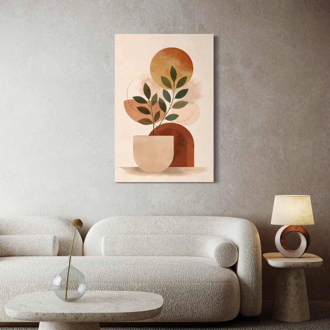 1664 - Quadro Abstrato Botanico Terracota 1