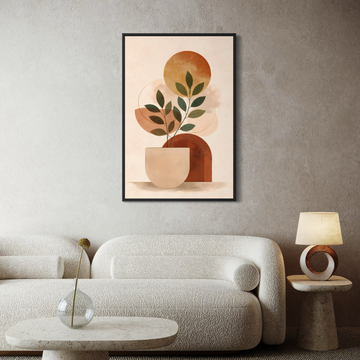 1664 - Quadro Abstrato Botanico Terracota 1