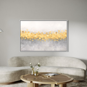 1758 - Quadro Abstrato Horizontal Divisão Dourada 3