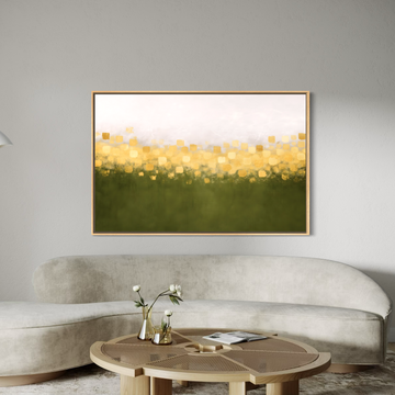 1759 - Quadro Abstrato Horizontal Divisão Dourada 4