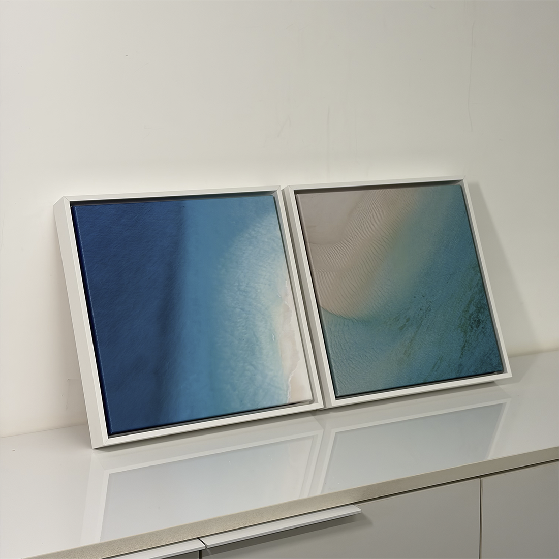 2128- Dupla de Quadros Azul em Dois Tempos