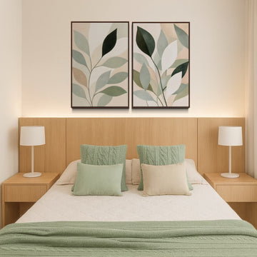 2254 - Dupla de Quadros Folhas Suaves