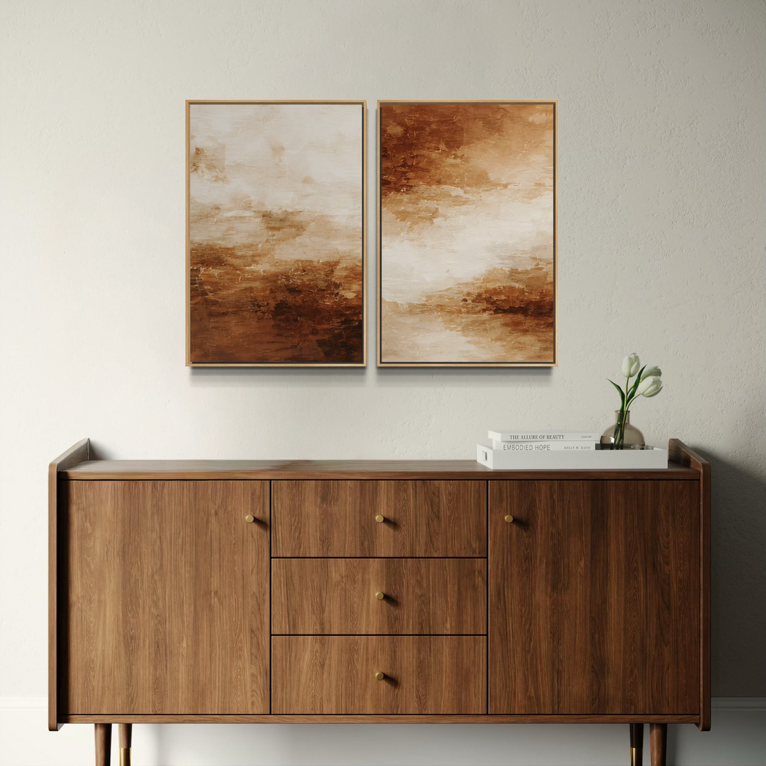 2260 - Dupla de Quadros Abstratos Terrosidade