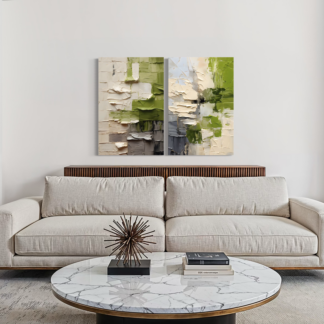 2262 - Dupla de Quadros Sensação 3D verde