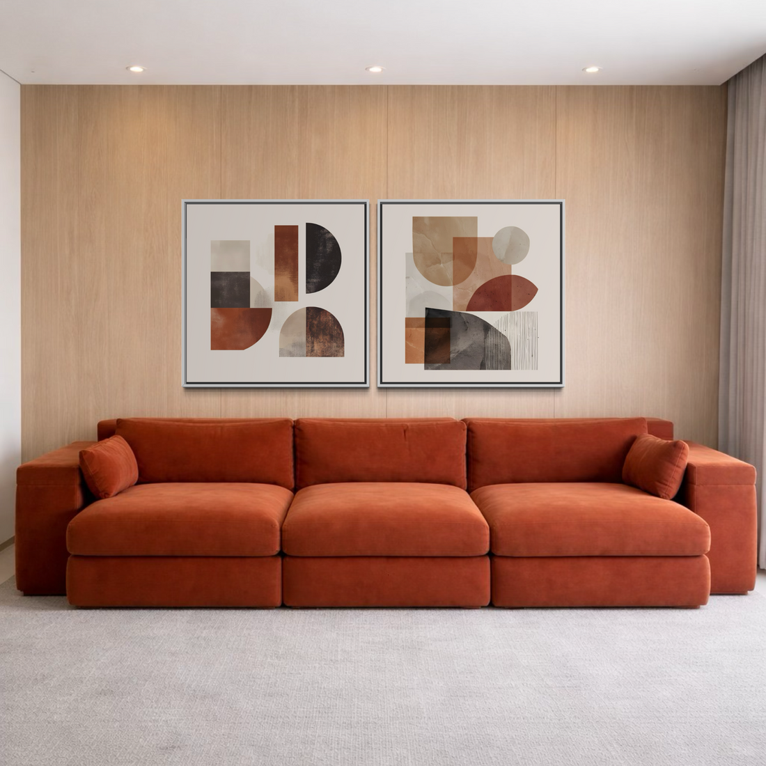 2266 - Dupla de Quadros Geométricos Terrosos