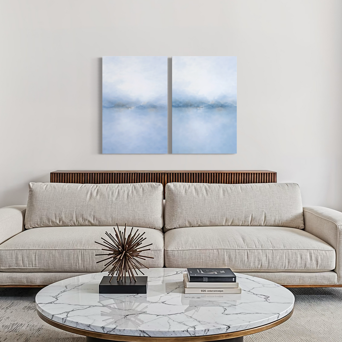 2267 - Dupla de Quadros Horizonte Azul Claro