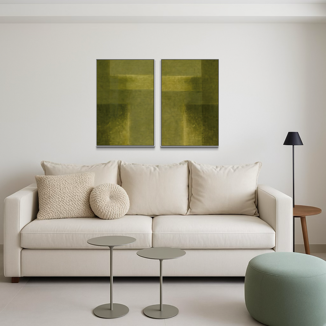 2270 - Dupla de Quadro Tons de Verde