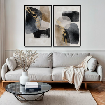 2272 - Dupla de Quadros Abstratos Formas Orgânicas