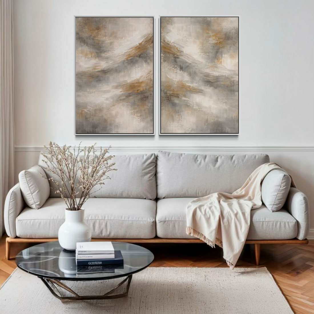 2275 - Dupla de Quadros Abstratos Ventos no Deserto