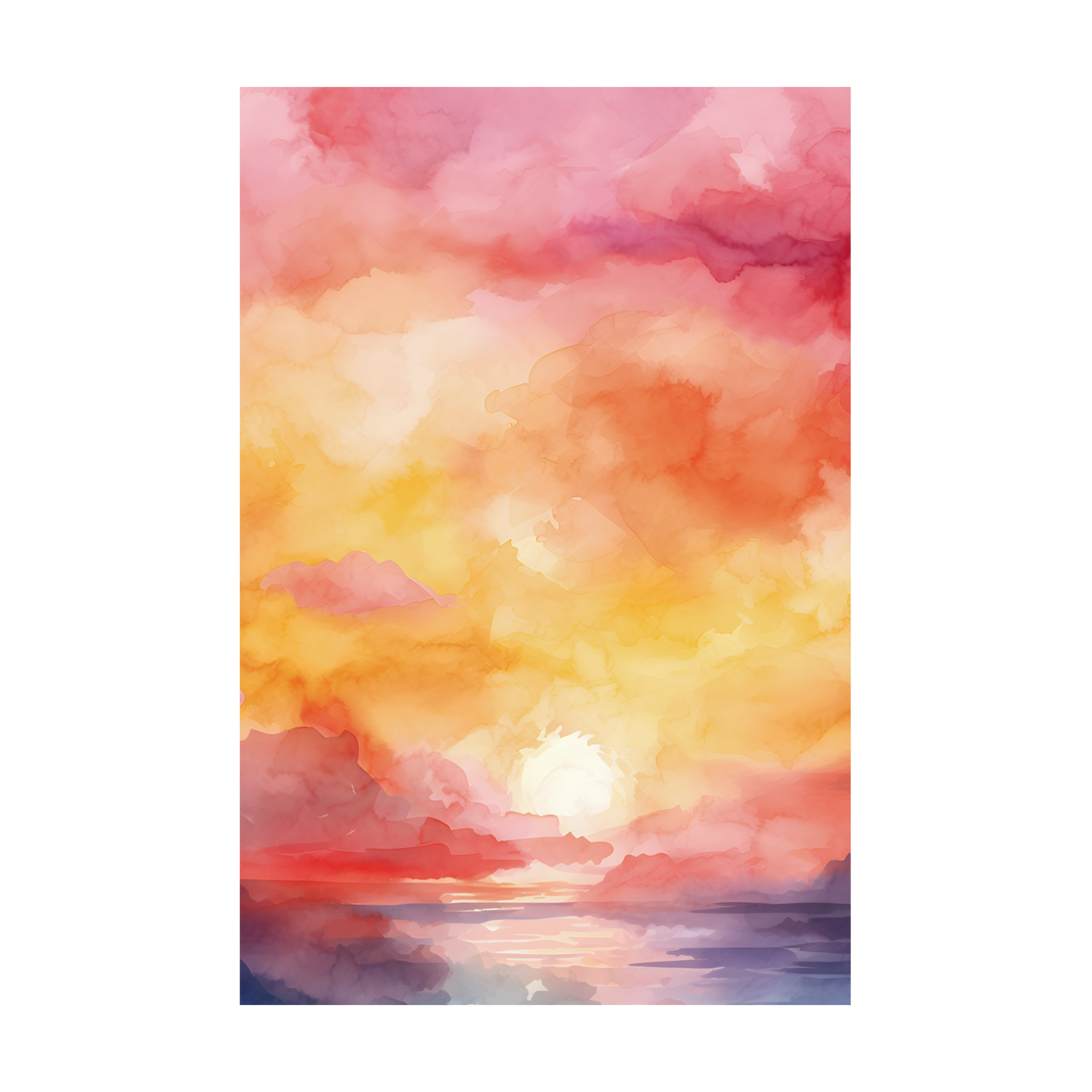 0228 - Quadro Sunset Watercolor