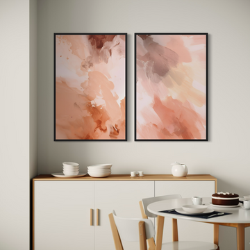 2286 - Dupla de Quadros Abstratos Rosé