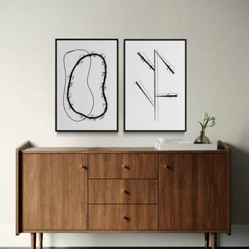 2288 - Dupla de Quadros Abstratos Minimalistas Riscos