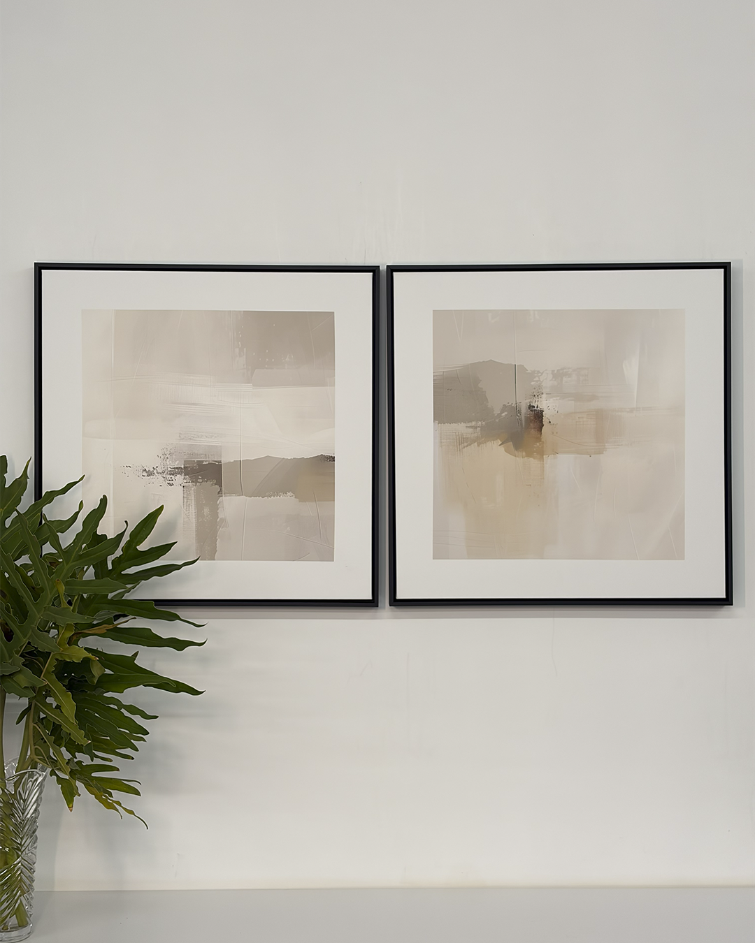 2294 - Dupla de quadros neutros com borda branca