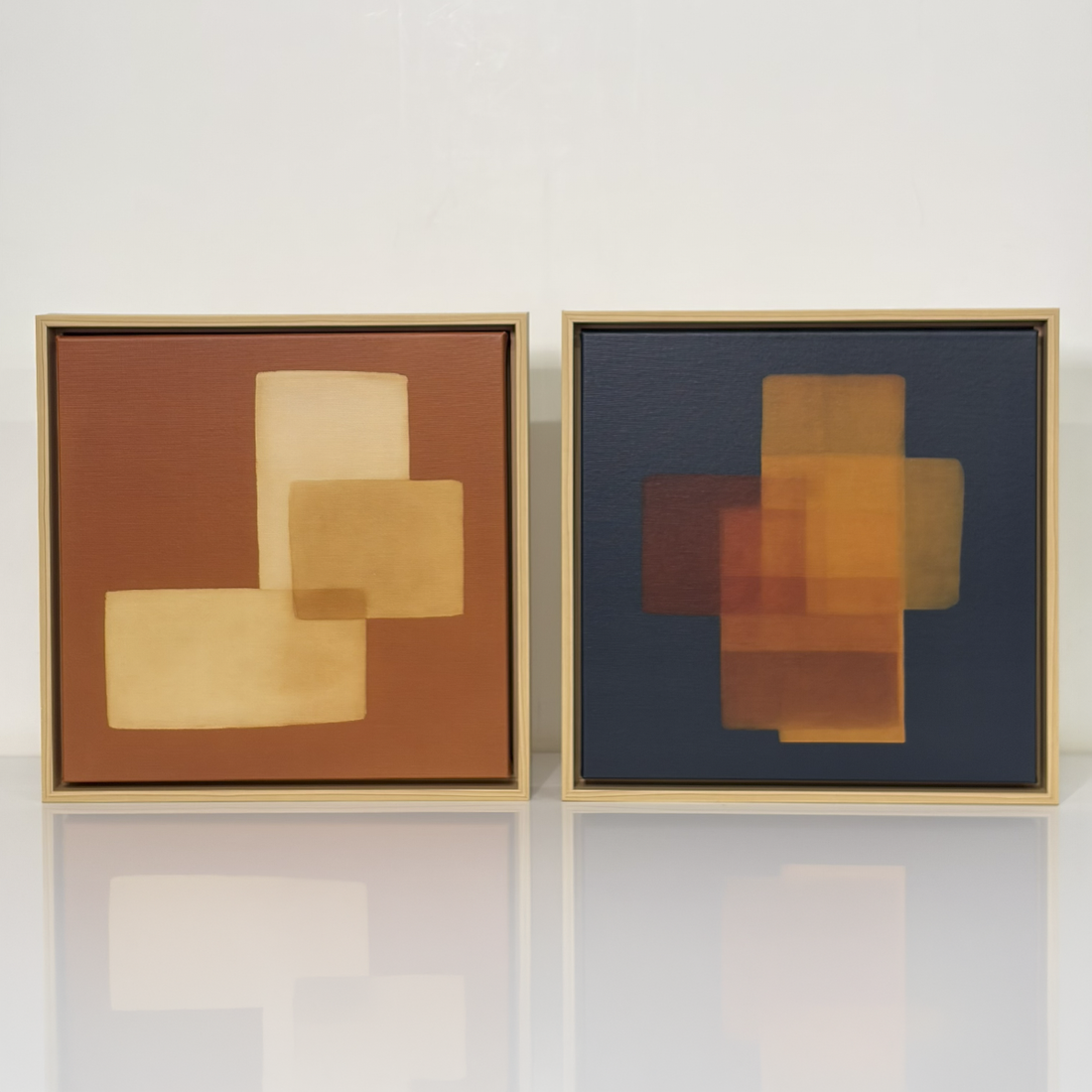 2298 - Dupla de quadros Harmonia Laranja e Azul