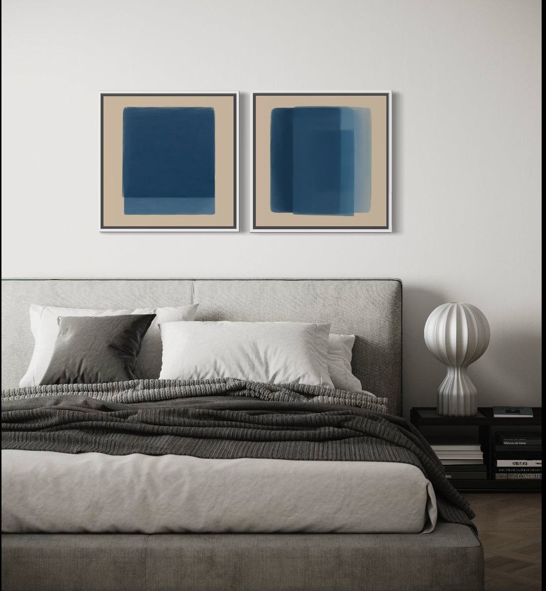 2299 - Dupla de quadros Harmonia Azul e Bege
