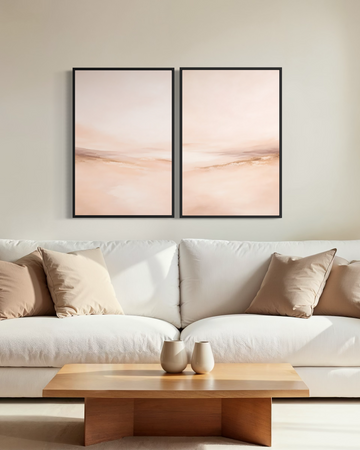 2301 - Dupla de Quadros Abstratos Paisagem Suave