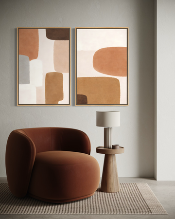 2312 - Dupla de Quadros Abstratos Cores Suaves