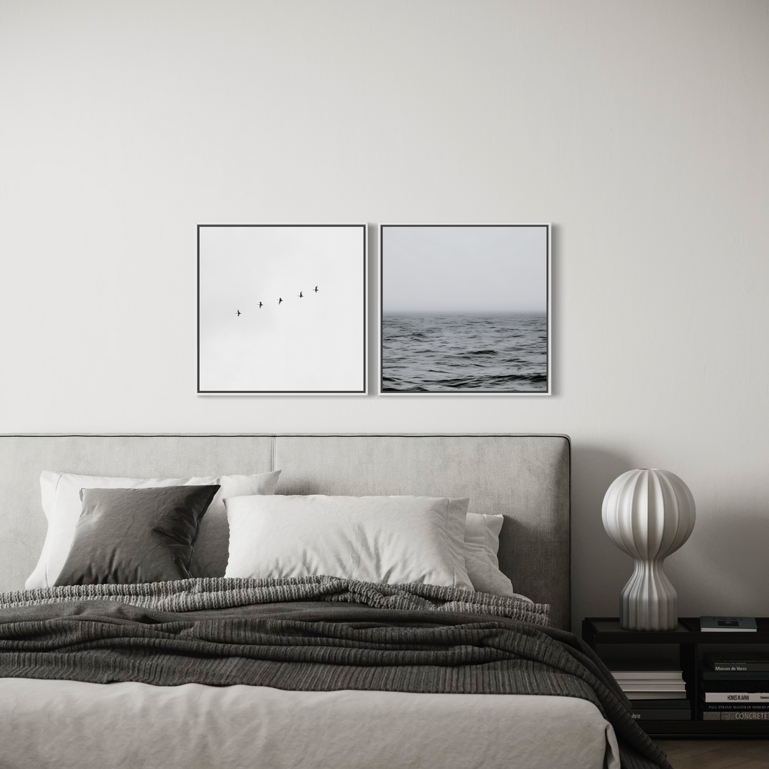 2265 - Dupla de Quadros Mar e Passáros