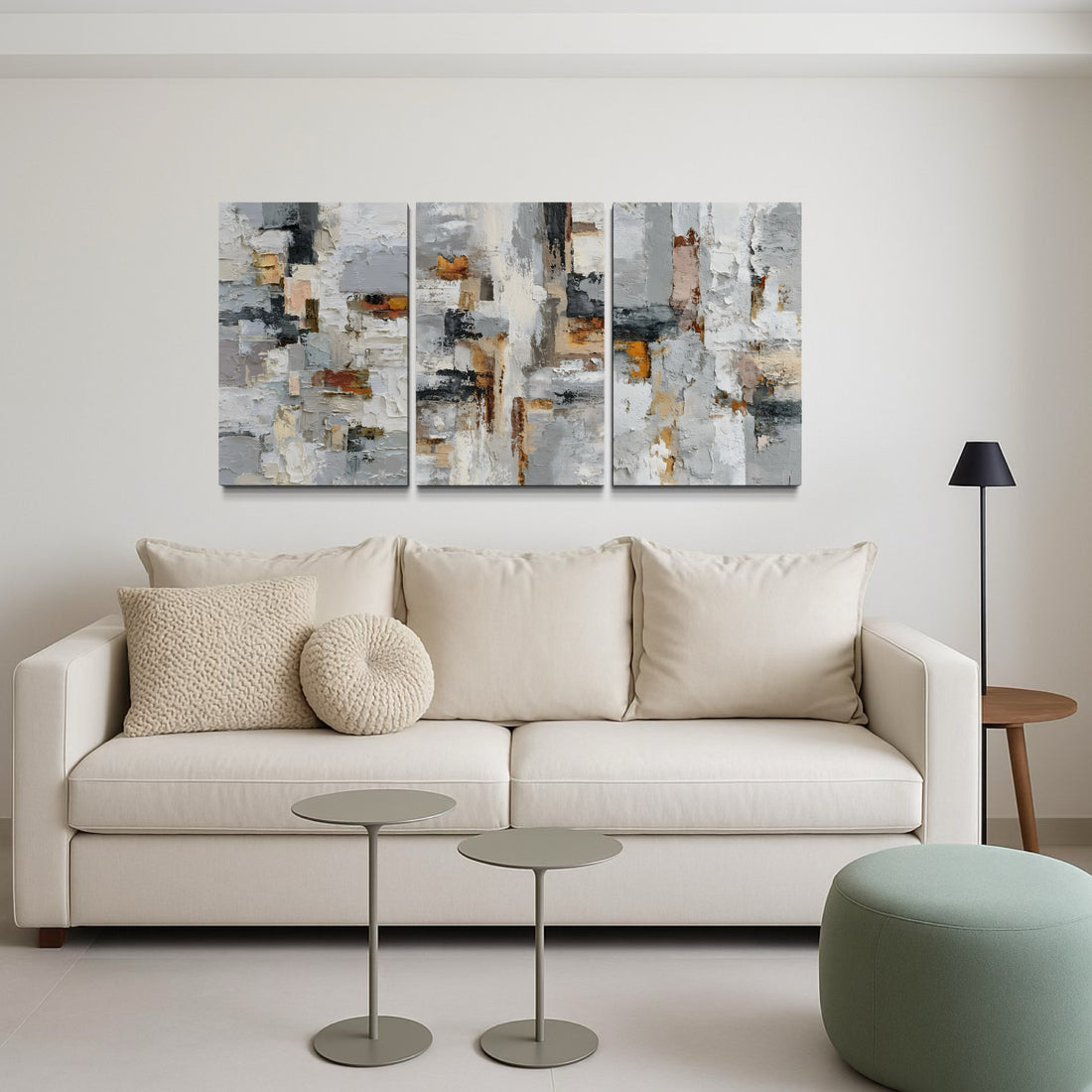 3041 - Trio de Quadros Texturas Abstratas