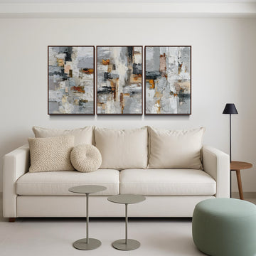 3041 - Trio de Quadros Texturas Abstratas