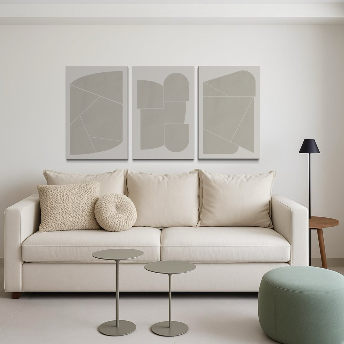 3042 - Trio de Quadros Geométricos Neutros