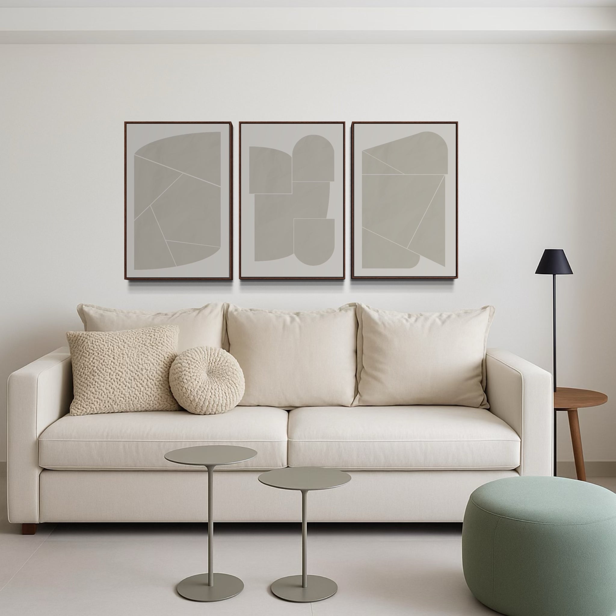 3042 - Trio de Quadros Geométricos Neutros