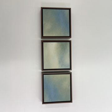 3503 - Trio de Quadros Aquarelada Verde