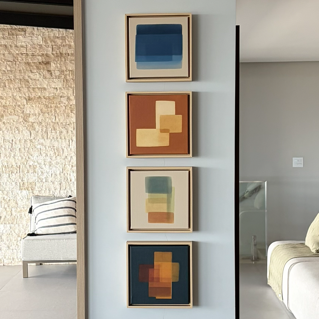 4001 - Composição de 4 quadros geométricos minimalistas