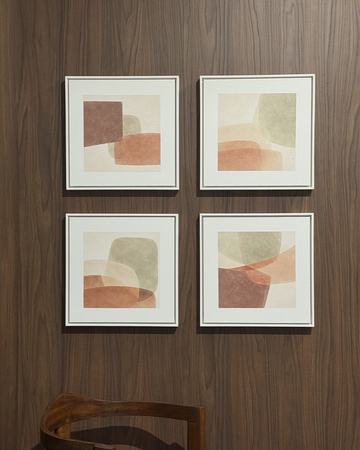 4006 - Composição de 4 Quadros Abstratos em Tons Terrosos Terracota e Bege