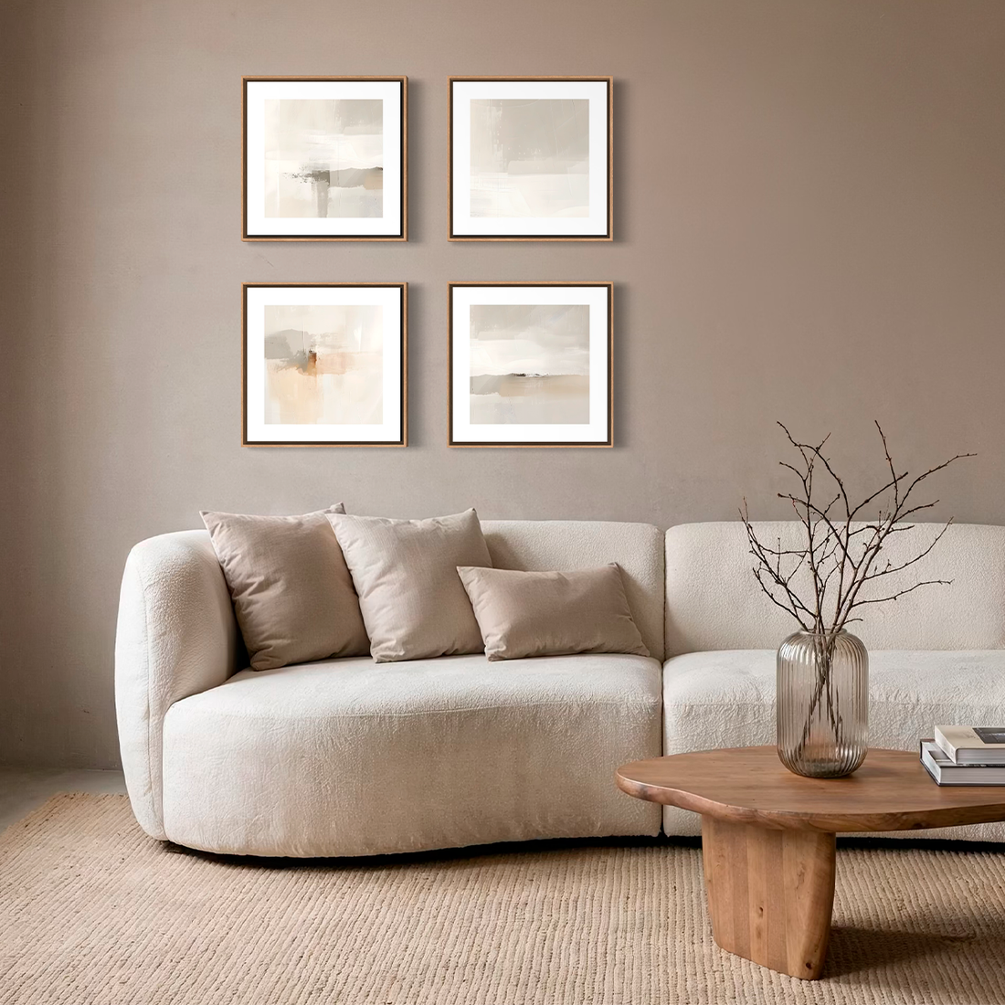 4008 - Composição de 4 Quadros suaves e neutros