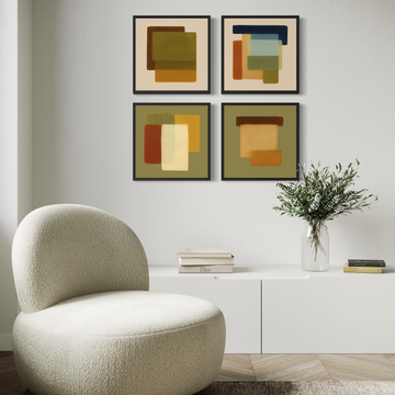 4010 - Composição de 4 quadros Harmonia Verde Oliva