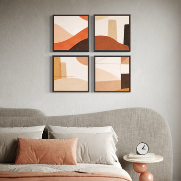 4013 - Composição de 4 quadros Abstratos Formas Terrenas