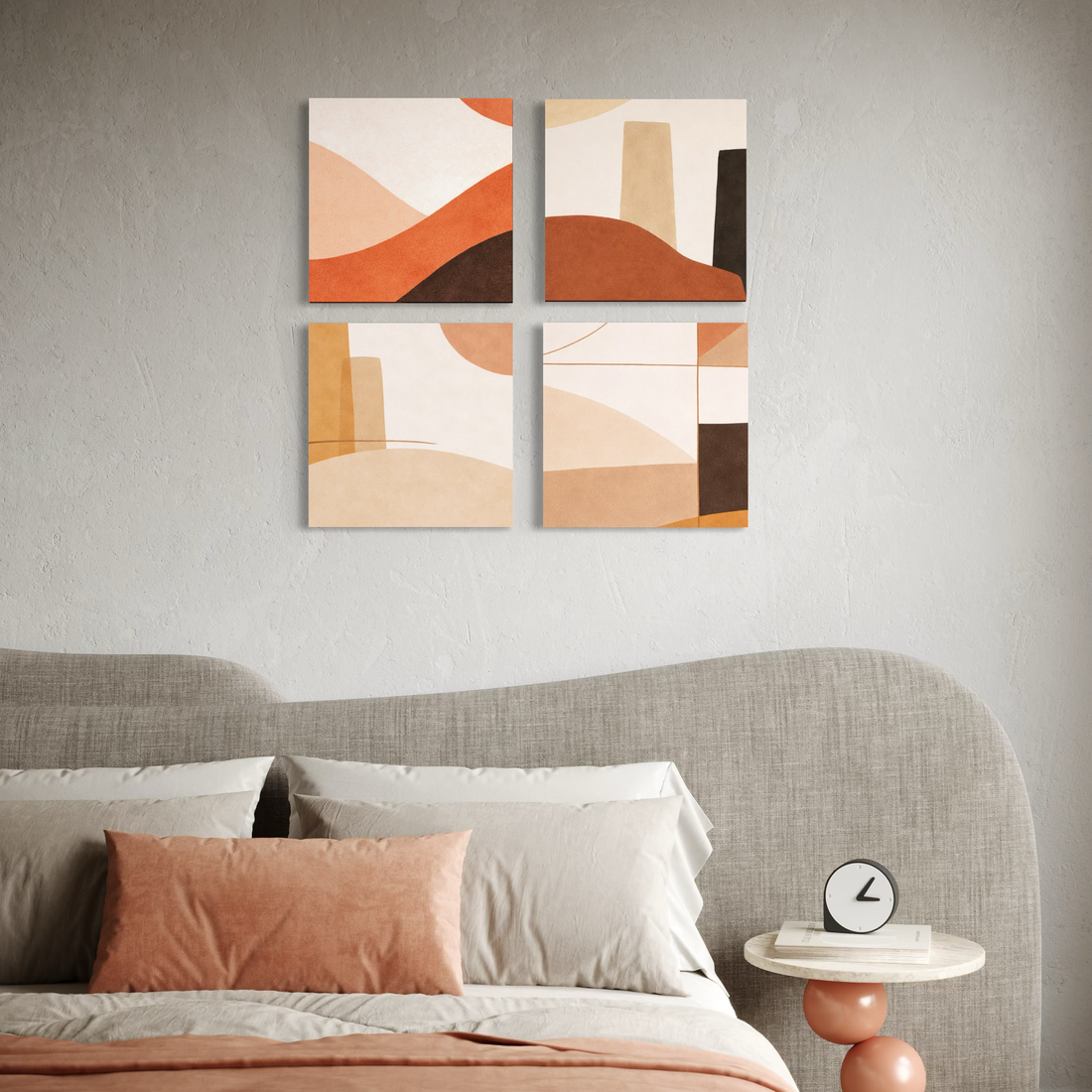 4013 - Composição de 4 quadros Abstratos Formas Terrenas